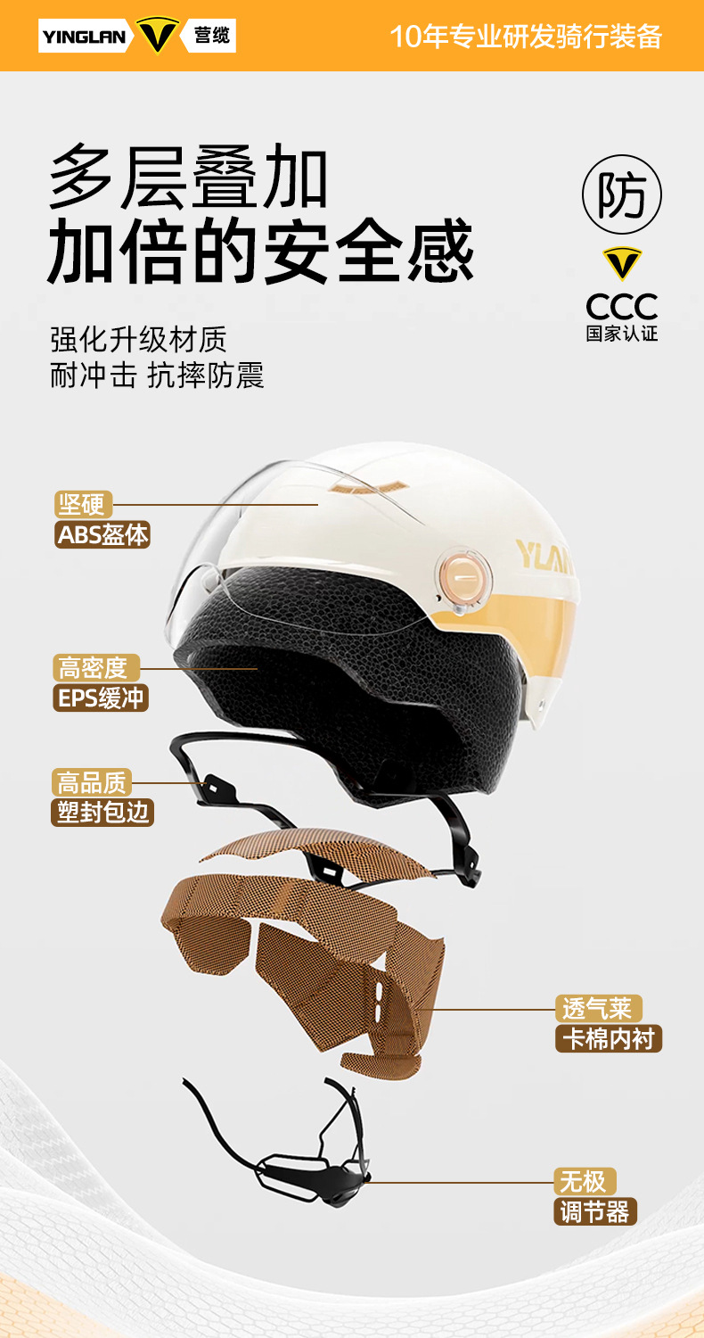Yinglan 3C Certified Motorcycle Electric Vehicle Helmet Men's and Women's Universal Four-Season Winter Half Helmet Battery Vehicle Safety Helmet