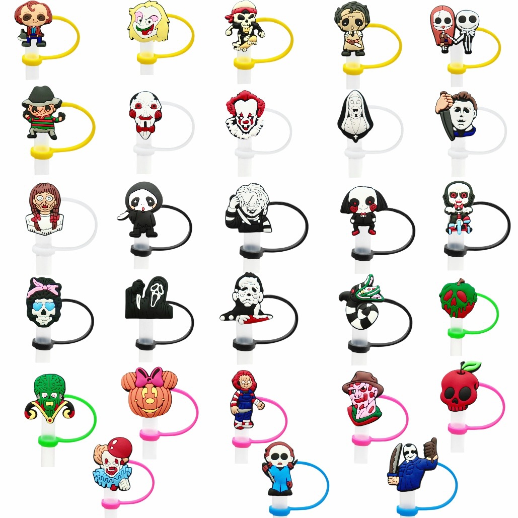 Capas de paja de Halloween transfronterizas reutilizables cubierta de paja de silicona tapones de polvo de paja decoración gran precio