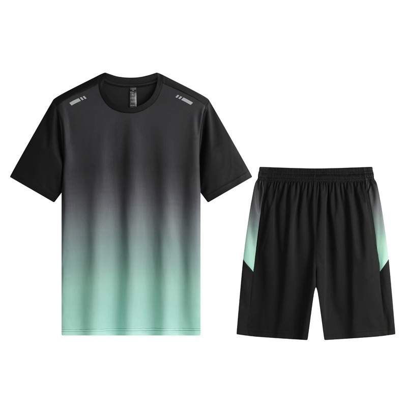 Ropa deportiva de verano baloncesto hielo camiseta de mangas cortas secas rápidas pantalones cortos de entrenamiento transfronterizos de entrenamiento físico hombre