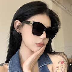 欧美黑色方框高级感墨镜女时尚复古网红街拍大框显瘦遮阳太阳眼镜