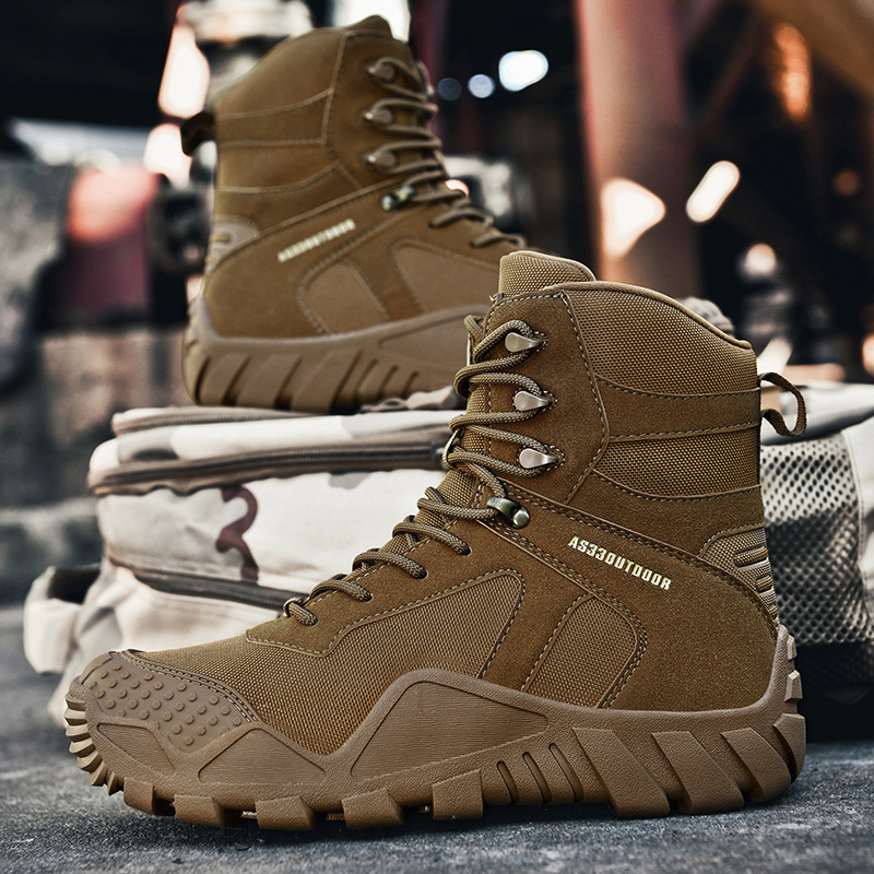 Grandes botas de entrenamiento de campo al aire libre, zapatos de montaña de alta altura, nuevos zapatos turísticos de hombre de otoño y invierno para esquí.