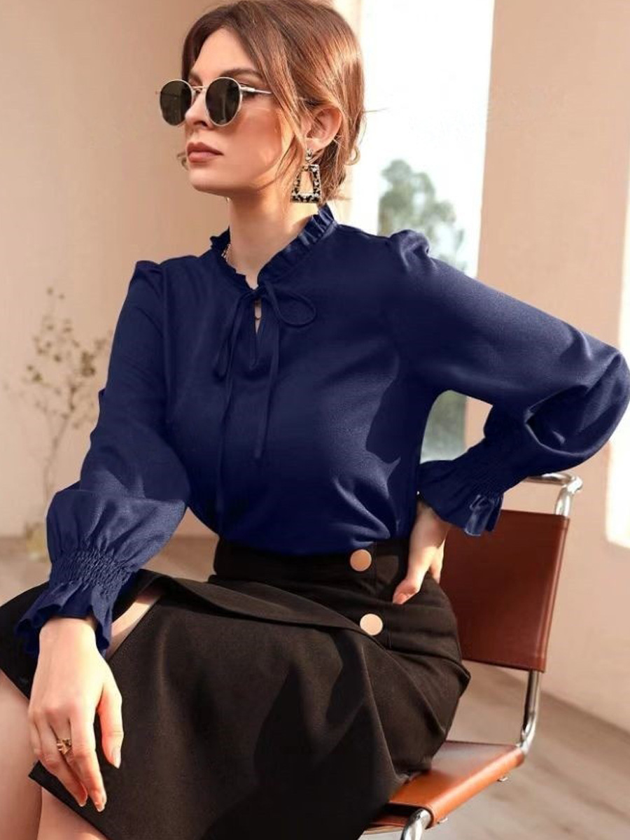 Camisa de satén satinado para mujer transfronteriza de Amazon primavera y verano nuevo comercio exterior Camisa de manga larga de la estación independiente de Amazon
