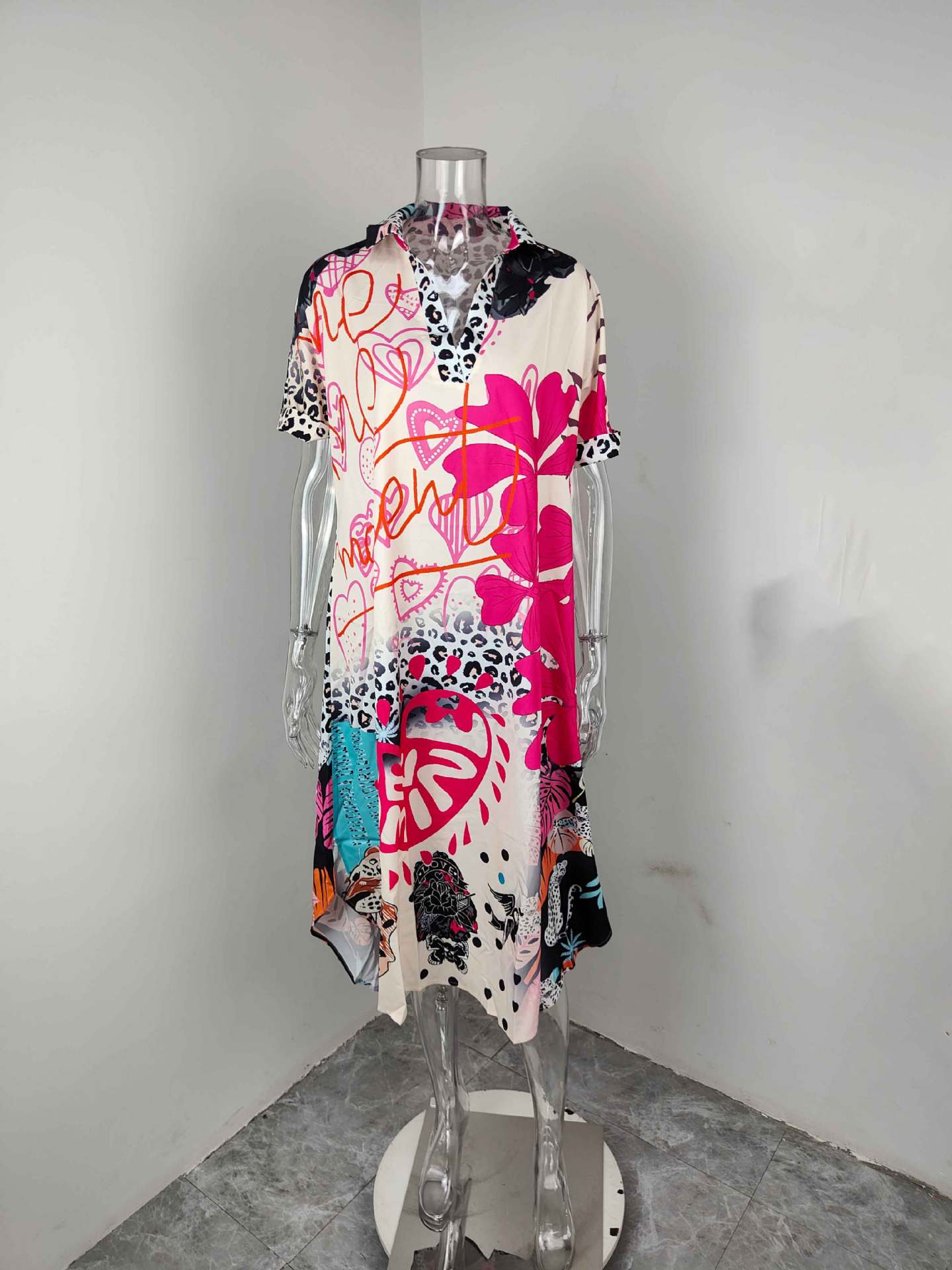 Completo gonna con stampa leopardata donna stile casual chic_voghion.com
