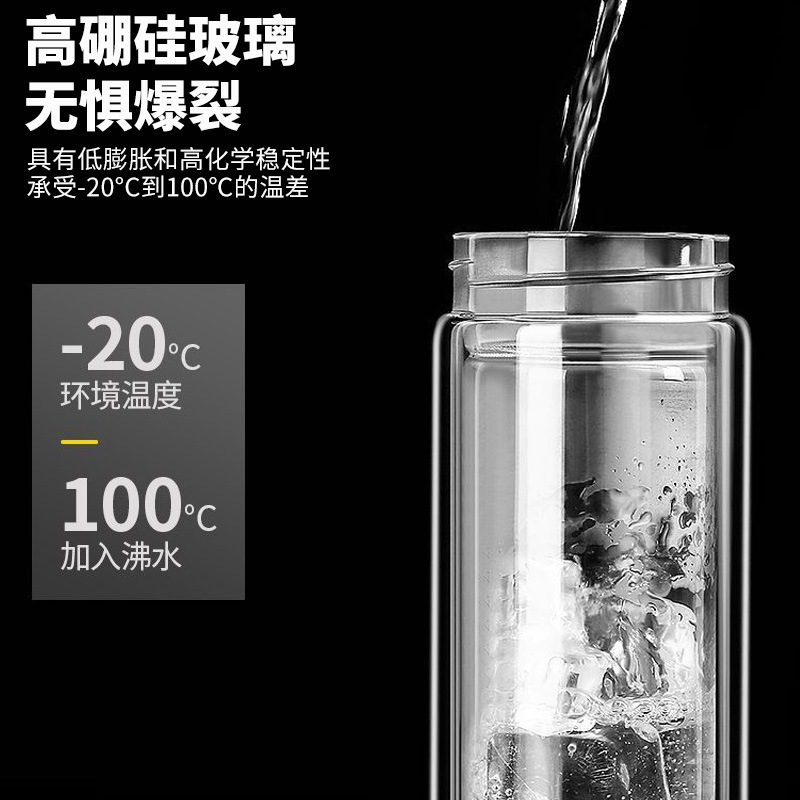 皖星单层双层带盖玻璃杯商务保温杯水杯泡茶杯广告礼品杯LOGO|undefined