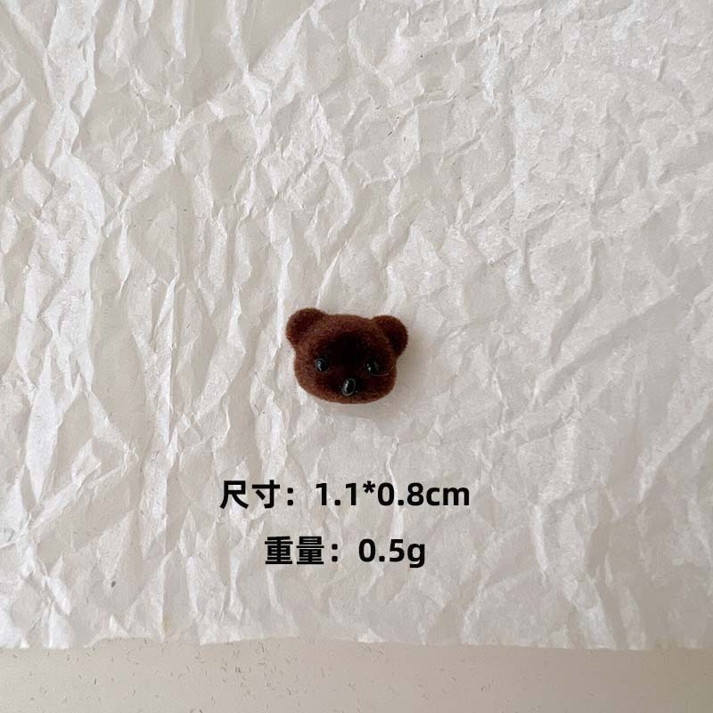 可爱百搭卡通毛绒植绒小熊diy亚克力配件耳饰发夹手机壳材料批发|undefined