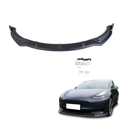 Suitable for 2017-2022 Tesla Model 3 front lip newly upgraded front bumper spoiler (Big Surrounded) - matte-black