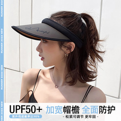 空頂帽系帶大檐防曬太陽帽女韓版潮防紫外線發箍帽uv遮陽帽子批發