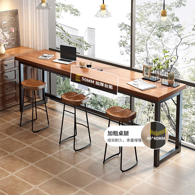 Balcony Desk Narrow Table and Chair Double Long Table Wall Bar Table Household Long Table Workbench High Table