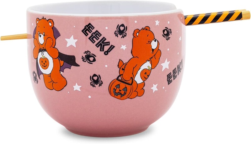 20 oz Love Bear Halloween Ceramic Ramen Bowl with Chopsticks Cartoon Anime Household Instant Noodle Bowl