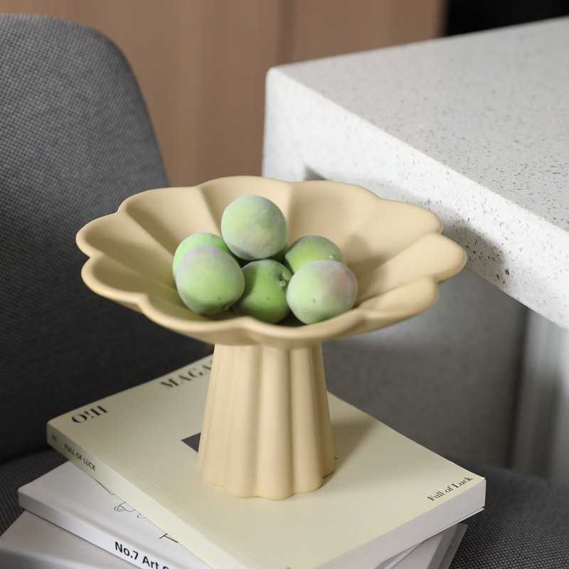 Simple mesa de café alta pierna fruta placa decoración modelo habitación bandeja decoración sala de estar creativa cerámica frutero merienda placa