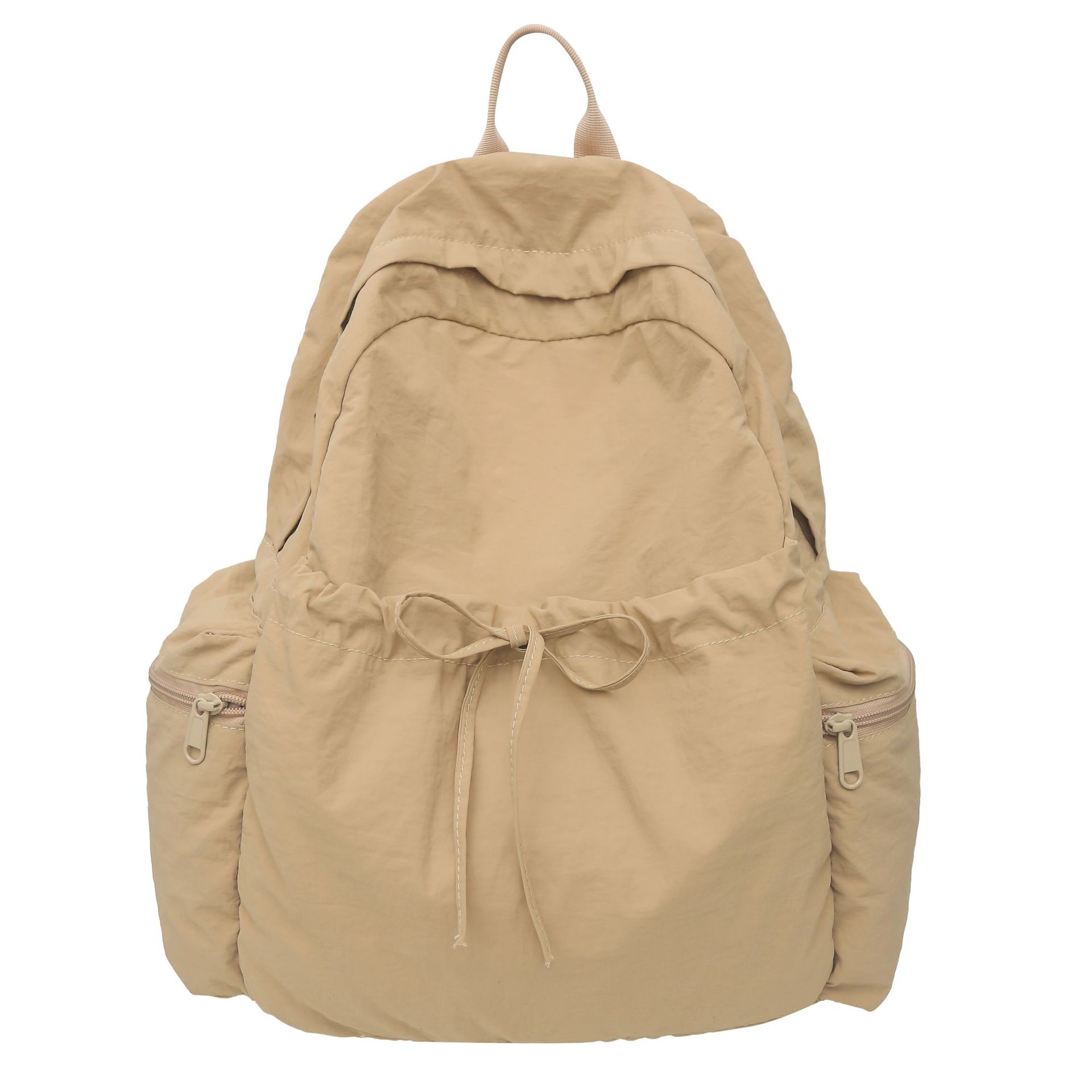 Mochila de estudiantes de estilo crema coreano de color sólido, mochila de mujer simple, mochila de viaje ligera de gran capacidad