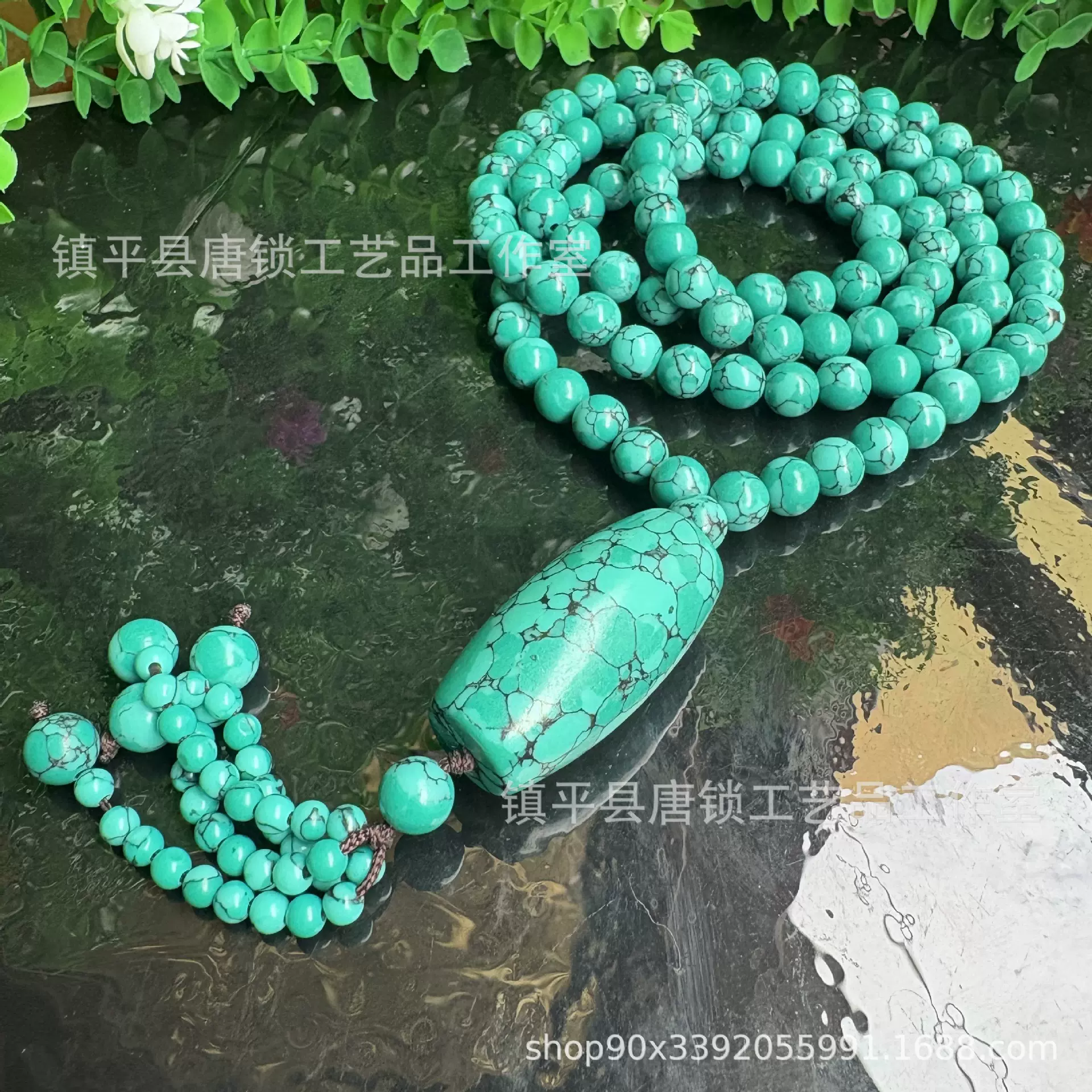 批发绿松石高瓷项链毛衣链高品质仿绿松批发 直播货源