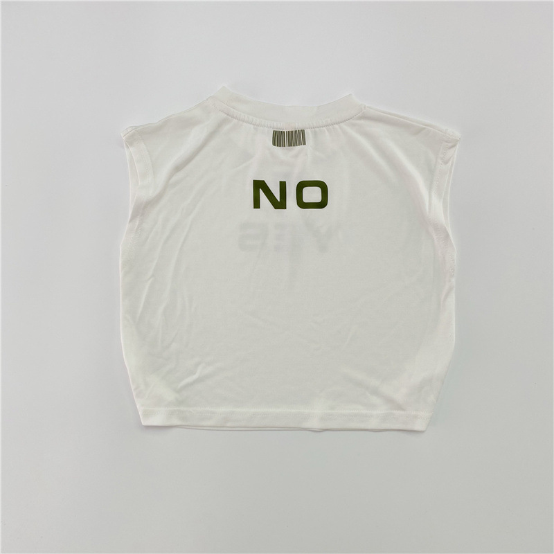 Chaleco para niños verano cobre amoníaco seda letras de los niños Chaleco transpirable estilo occidental niños y niñas cómodo algodón camiseta top