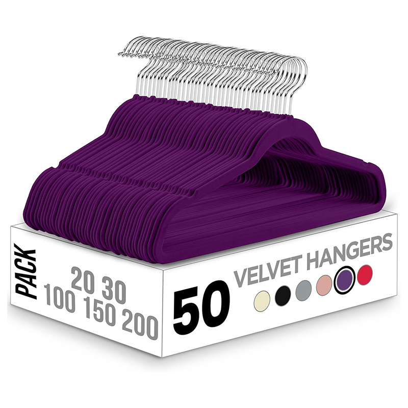 Percha de plástico antideslizante multifuncional flocado de terciopelo negro engrosado ropa mágica percha