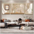 客厅三联装饰画原木风沙发背景墙现代简约暖居新款壁画