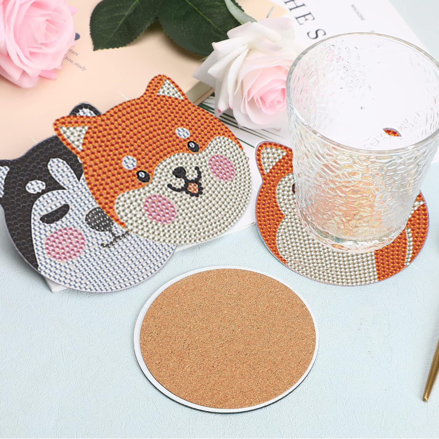 Spot al por mayor de diamantes diseño de posavasos pintura de diamantes acrílico pintura de diamantes posavasos 6 paquetes hechos a mano posavasos briy