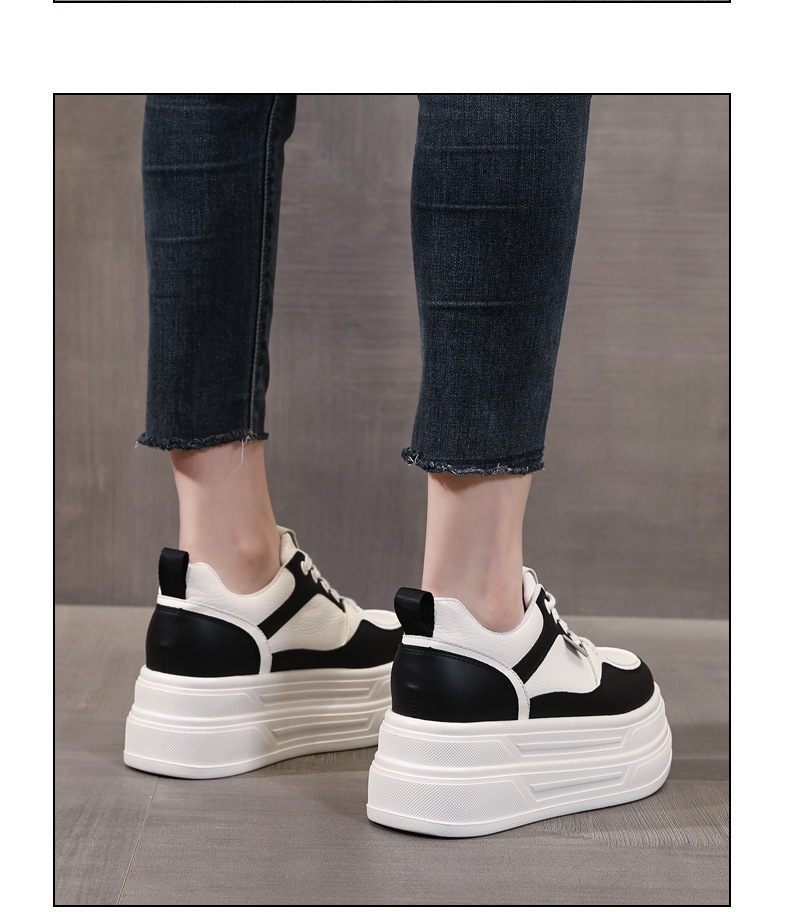 Giày sneaker nữ đế dày tăng chiều cao 8 cm phong cách platform — đen chi tiết 13