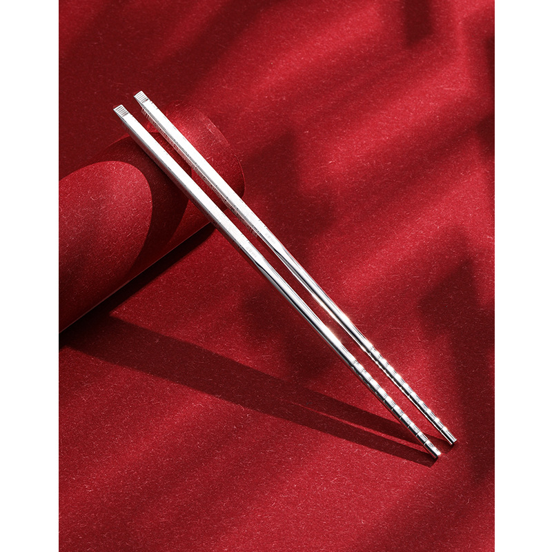 Plata palillos 999 pura plata hogar vajilla de alta gama comestible cocido plata hueco palillos chinos regalo de boda