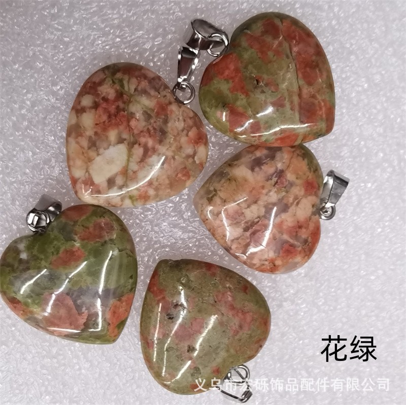 Natural cristal ágata Dongling Jade de doble cara en forma de corazón de amor colgante collar de accesorios de la joyería de la joya de la fábrica al por mayor