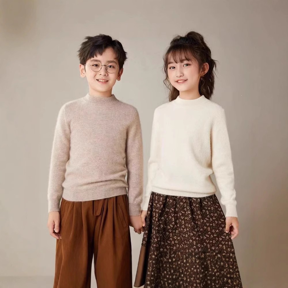 100%儿童羊毛衫秋冬新款半高领保暖打底上衣男女童宝宝百搭毛衣