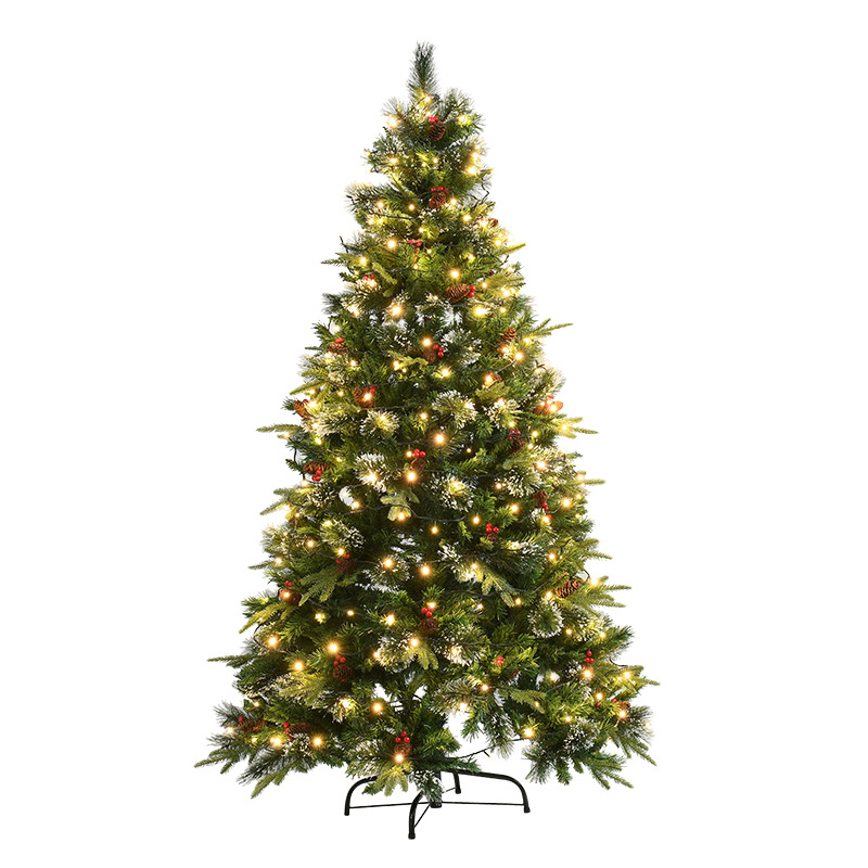 Suministros de decoración navideña Árbol de Navidad 2,1 m aguja de pino palo Fruta de pino blanco fruta roja Árbol de Navidad gran centro comercial Decoración