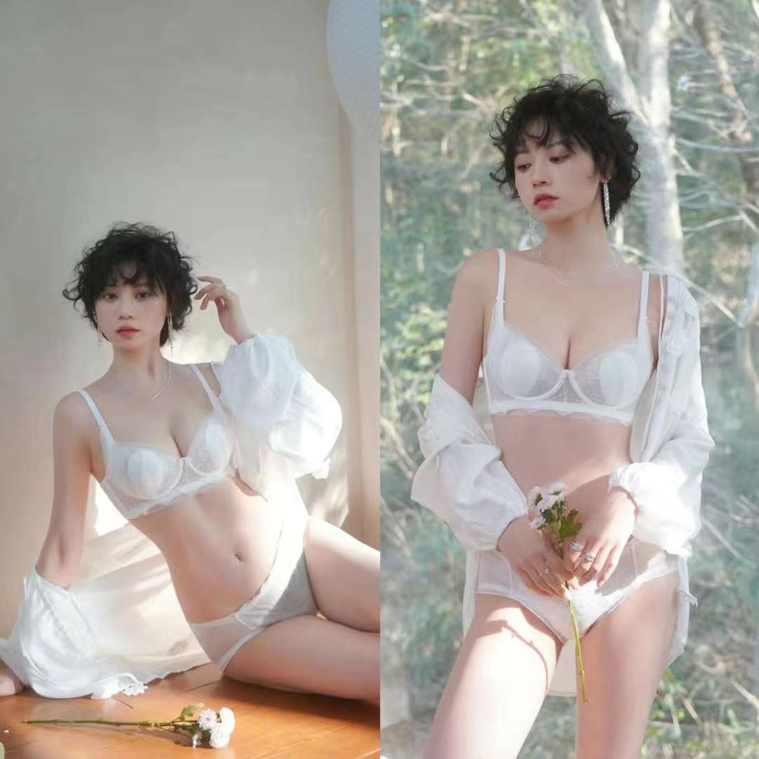 6882 La ropa interior ultrafina de encaje sexy puro francés es delgada y pequeña, traje de sujetador ajustable para mujer