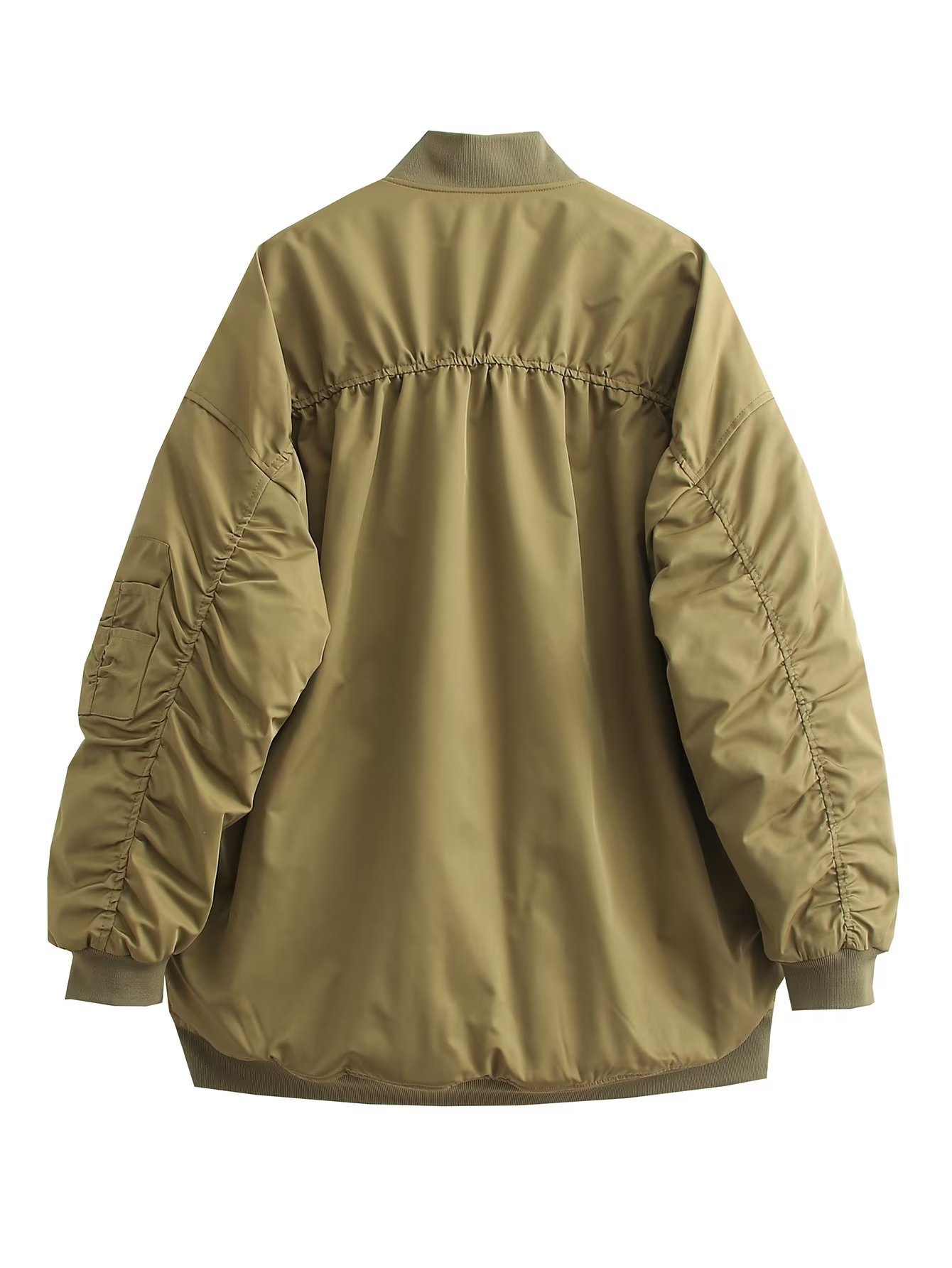 Vêtements pour femmes manteau ample en coton à fermeture éclair pour femme_voghion.com