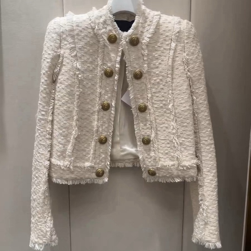 Chic Chanel Style Coat Women's Early Autumn New French Double-breasted Tassel Short High-end Suit Top