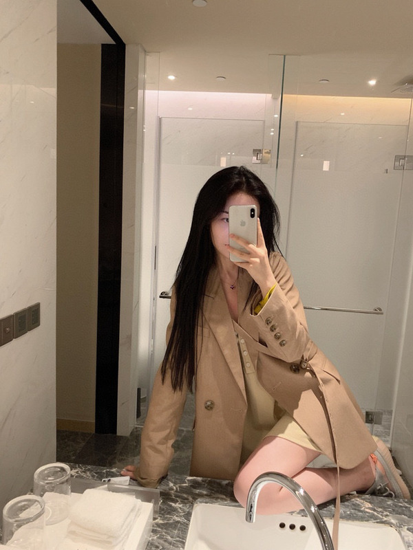 2025设计感系带不规则老钱风卡其休闲西装外套女|undefined
