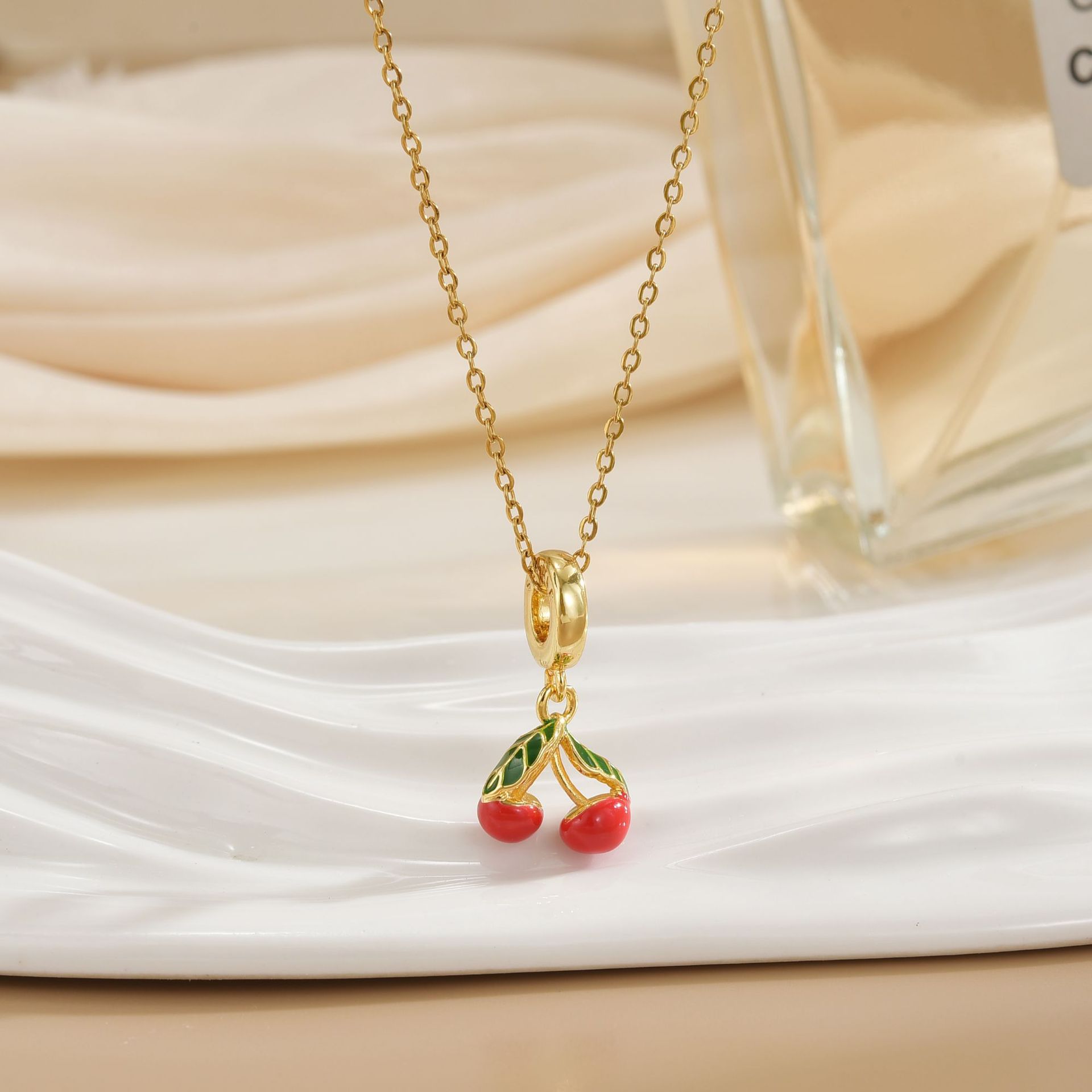 Wholesale Jewelry Simple Style Cherry Titanium Steel Plating Pendant Necklace display picture 25