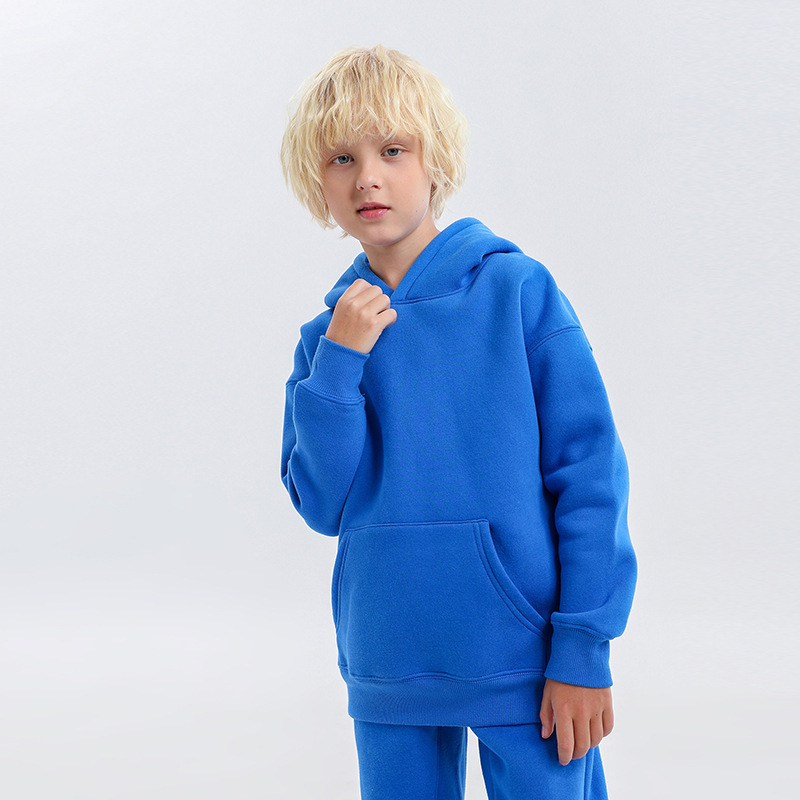 子供服ヨーロッパとアメリカのトレンディなブランド無地子供フード付きスウェットシャツ中大男の子と女の子子供服卸売|undefined