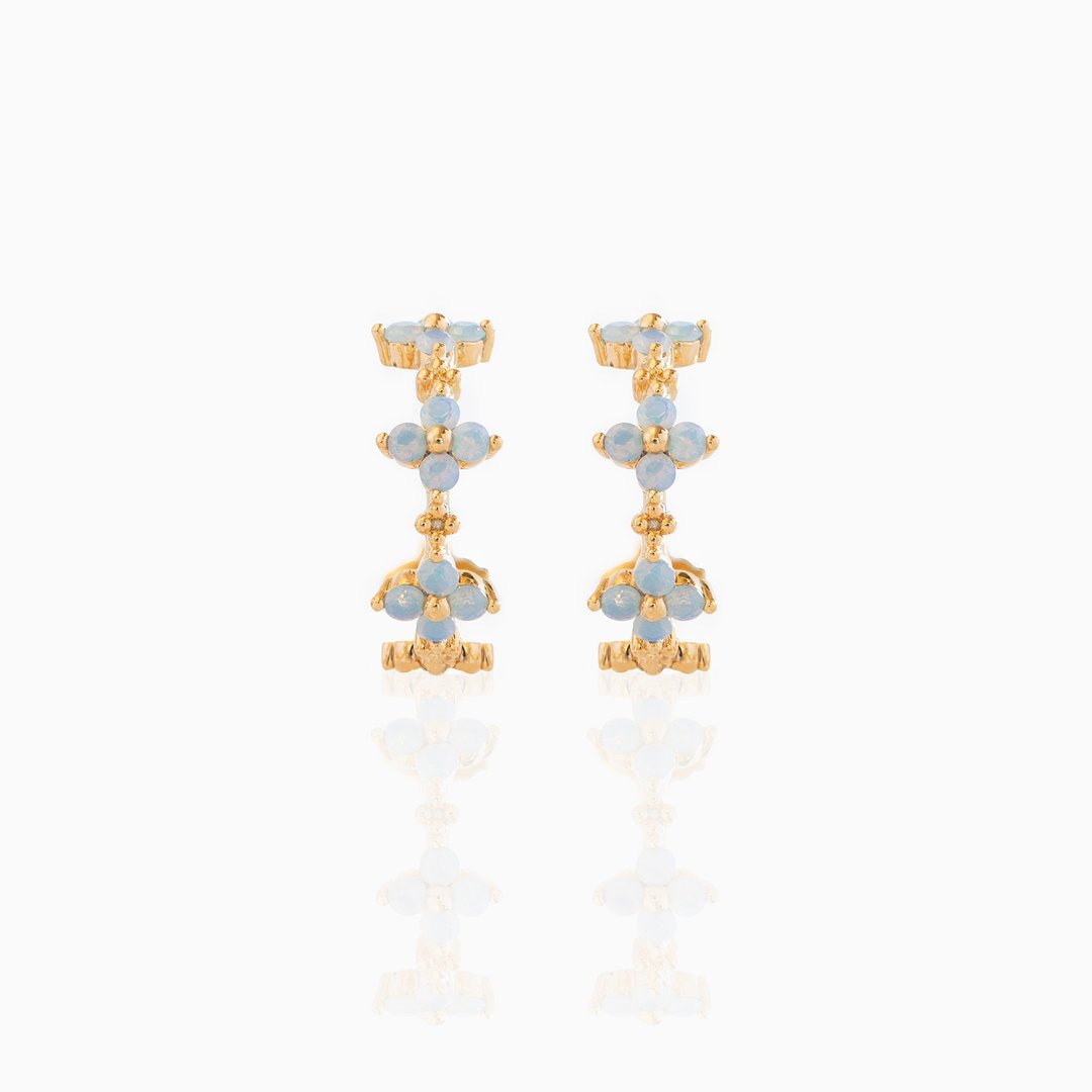 Ins Style Blue Flower Stud Earrings Copper Plating 18k Real Gold Flower Ear Ring Cross-border Korean Jewelry Earrings display picture 7
