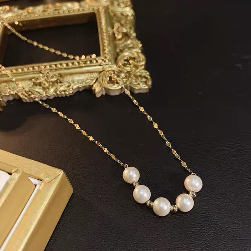 Simple & Minimalist Fresh-Style Faux Pearl Pendant Necklace for Women – Unique, Versatile Instagram-Worthy Clavicle Chain, Neck Jewelry