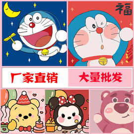 DIY数字油画简约卡通动漫风景小尺寸手工填色丙烯颜料绘画丙烯画