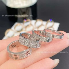 精工高版本卡家经典LOVE戒指男女同款宽窄版满天星镶钻指环情侣