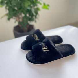 毛绒开口拖绣花平底跨境亚马逊拖鞋
