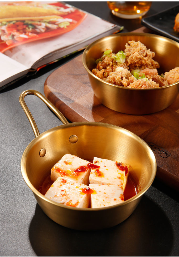304不锈钢碗韩式米酒碗金色带把手小吃碗韩式料理店专用碗调料碗详情17