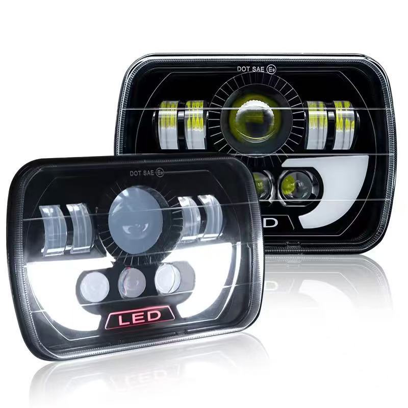 Cross-border Hot Selling 7inch Horn Square 5*7 Car LED Headlight Modification Accessories Super Bright High and Low Beam Integrated LED Car Lights