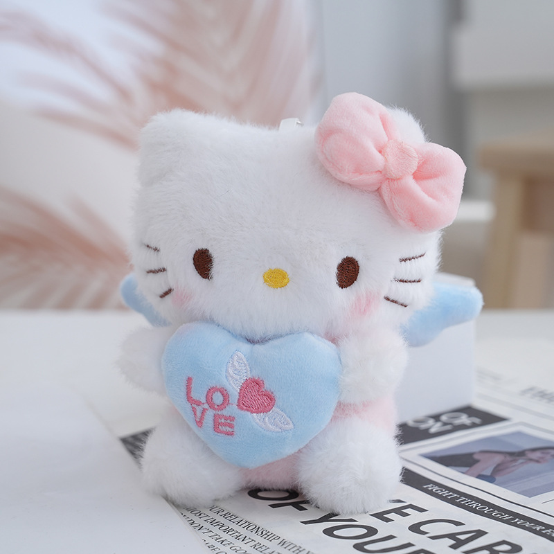 可爱萌天使爱心kt猫挂件毛绒玩具公仔小猫咪包包挂饰钥匙扣布娃娃|undefined