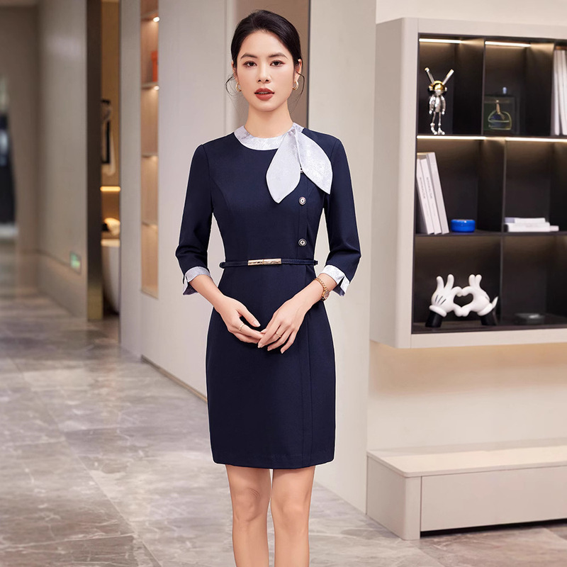Stewardess Business Dress Temperament Goddess Fan High-end dress Female Sales Department Front Desk Beauty Salon Hotel Work Dress