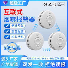 跨境EN14604无线互联433火灾烟雾感应报警器家用商用烟感探测器