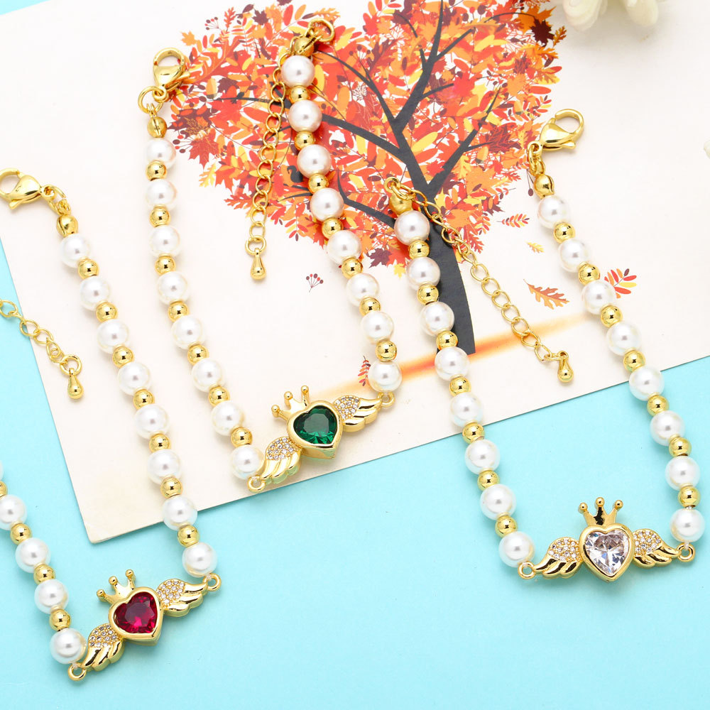 Fashion Heart Shape Copper Plating Rhinestones Bracelets 1 Piece