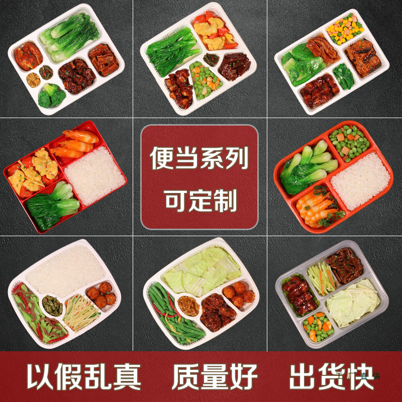 可定 制仿真日式便当中式快餐盒饭套餐食品模型外卖网红美食模型