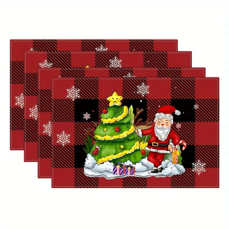 temu クロスボーダー クリスマス 新しいリネン プレースマット ホリデー パーティー パーティー デコレーション カップ 防汚断熱テーブルマット|undefined