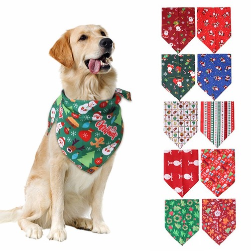 Cross-border new pet Christmas triangle towel, dog saliva towel, cat collar bib, pet accessories