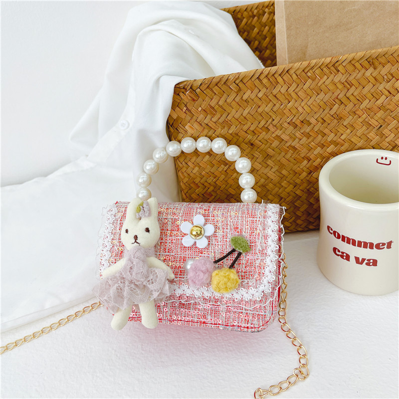 Bolso de La Perla de los niños 2023 nuevo lentejuelas pequeño bolso cuadrado moda lindo niñas bolsa decorativa bandolera