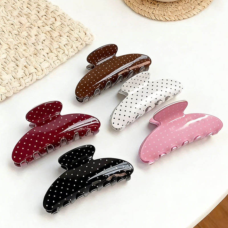 Cross-Border New French Polka Dot Hair Clip, Light Luxury Fashion Hairpin, Elegant Hair Accessory, Customizable Hair Ornament