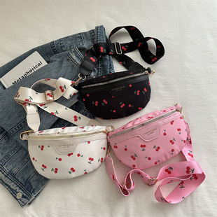 2025 Spring and Summer Niche Fashion Casual Easiest for Match Crossbody Bag High-Quality Cherry Print Shoulder Bag Women's Chest Bag