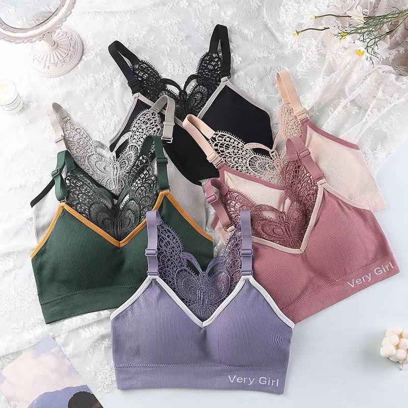 Butterfly Beauty Back Seamless 여성용 스포츠 조끼 속옷, 와이어 없음, 가슴 패드, 슬링 스타일 수면 브라, 백리스
