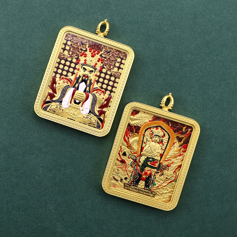 THANGKA GAWU 상자 황동 금 WUYE MANJUSRI 양면 입체 THANGKA 펜던트 휴대용 부처님 부적 펜던트
